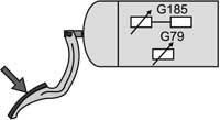 Он состоит из педали акселератора, датчика 1 положения педали акселератора G79 и датчика 2 положения педали акселератора G185